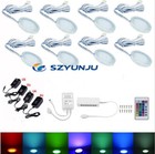 2 3 4 6 8pcs Led Under Cabinet Light Puck Light Kit Remote Control Rgb Lamp 12v