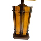 Midcentury Heavy Wooden Table Lamp And Shade Works Well