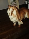 Vintage Porcelain Collie Dog Large Statue Figurine Japan Mid Century Modern