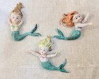 Vintage 1950s Napco Norcrest Ceramic Mermaid Wall Plaque Figurine Set Of 3 P-300
