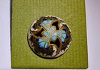 19th Century Reticulated French Champleve Enamel Gilt Brass Button  7 8     22mm 