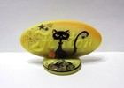 Fenton Glass Yellow Spooky Halloween Cat Display Logo Sign Ltd Ed 32 100 Glows