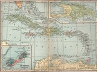 Vintage 1933 Map West Indies W  Inserts Maps  Bermuda   Haiti dominican Republic
