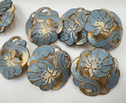 Lot Of 9 Fantastic Rare Antique Art Nouveau Buttons Gilded Gold Ovr Brass Enamel