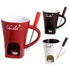 Ceramic Melt Mug  Fondue Cup With Fork  Candle Placement Chocolate Cheese Butter