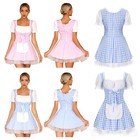 Women Maid Fancy Dress Gingham Miss Muffet Costume Halloween Party Cosplay Dress