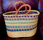 Large Hand Woven Bolga Market Shopping Basket 15  Long X 9  Deep X 10  Tall