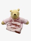 Htf Vintage Winnie The Pooh Pink Baby Lovey Security Blanket Satin Trim Pink