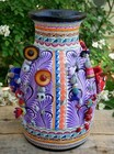 Day Of The Dead Lg Vase Skeletons Handmade Hand Painted Puebla Mexican Folk Art