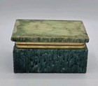 Beautiful Vintage Italian Green Ribbed Alabaster Jewelry Trinket Box