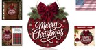 Wooden Red Plaid Christmas Welcome Sign With Velvet Bow - Easy To Hang Decor