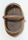  vintage  Wicker Basket Buttocks Handle Egg Gathering Foraging Patina  rare 