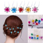 3x Bridal Wedding Crystal Rhinestone Rose Flower Hairpins Barrettes Hair Sticks   