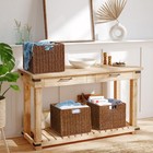 Brown Wicker Storage Basket Large 12x12x10in Cube Woven Wicker Storage Basket Fo