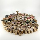 Lot Of 126 Vintage Wooden Sewing Spools Empty No Thread Most Have Labels