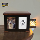 X Large Dog Urn For Ashes   Paw Print Kit solid Wood up To 150 Lbs