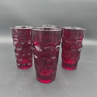 Heisey Ruby Red Thumbprint Tumblers Water Glasses Vintage Set Of 4