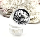 Handmade Alexander The Great Coin Sterling Silver 925 Signet Ring