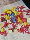 Vintage Plastic Farm Toy Lot Farmers Animals Wagon Marx Tim Mee Style Figures