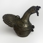Rare Antique Islamic Saudi Arabian Handmade Pewter Peacock Tea Caddy