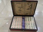 China Old Antique Wooden Leather Mini Dragon Phoenix Mahjong