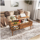 Wood Lift Top Coffee Table Center Table W storage Compartments For Living Room