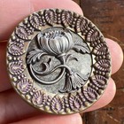 Antique Brass Multi-layer Floral Picture Figural Button