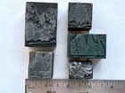 Lot Of 5 Letterpress Print Blocks Cuts   Flowers   Plants   Trees