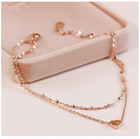 10  Rose Gold Stainless Steel Heart Anklet Foot Ankle Double Chain Bracelet Pe14