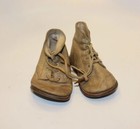 Antique 1920s Leather Baby Or Doll Shoes Leather Soles 5 Hole High Tops