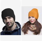 2 Pack Beanie Plain Knit Ski Hat Skull Cap Cuff Warm Winter Blank Unisex Beany