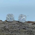 2ct Round Lab Created Diamond Men s Cluster Stud Earrings 14k White Gold Plated
