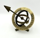 Vtg Brass Desktop Armillary Sphere Globe Sundial With Roman Numerals And Arrow