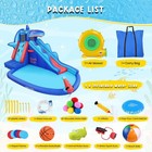 8 In 1 Shark Inflatable Water Park With Climbing  Basketball Rim  Splash Pool    