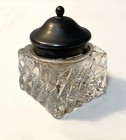 Antique Ink Well With Crystal Base And Pewter Top - Nice 