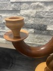 Vintage Mcm  Organic Mixed Woods Wooden Candelabra 3 Candle Holder