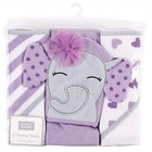 Hudson Baby Infant Girl Cotton Rich Hooded Towels  Purple Dots Pretty Elephant