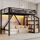 Twin Xl Loft Bed W storage Stairs shelves   Built-in Wardrobe  Metal Loft Bed