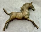 Frisky Brass Horse Lots Of Detail Has Patina From Vintage Age