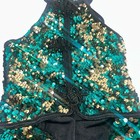 Girls Dance Dress Costume Black Gold Teal Sequin Halter Neck Performance Sz 1c