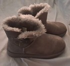 Ugg Mini Bailey Button Ii Charcoal Sheepskin Suede  Women s Boots Size Us 8