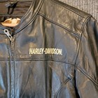 Harley Davidson Leather Jacket Black Usa Flag  1 Patch Biker Moto
