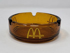 Vtg Mcdonald s Restaurant Amber honey Gold Glass Cigarette Ashtray Deep Color