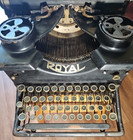 Antique Royal 10 1920 Typewriter With Dual Beveled Glass Side Panels