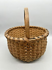 Antique Primitive Hand Splint Oak 10 3 4  Basket Bentwood Handle Nice Patina