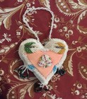 Antique Native American Iroquois Sewing Heart Beaded Pincushion - Excellent Cond