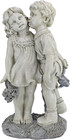 Young Sweethearts  Kissing Children Garden Statue
