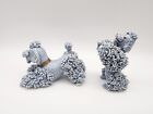 2 Vintage 1950 s Grey Spaghetti Poodles Begging   Playing Dog Figurines Japan   