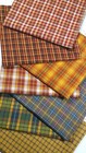 Primitive Homespun Brown Yellow Red Fall Vintage Plaid Quilt Fabric Scrap Lot