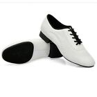 Mens Ballroom Dance Shoes Leather Latin Waltz Tango Salsa Low Heel White Modern